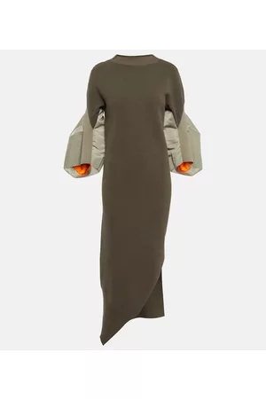 SACAI Kobieta Sukienki asymetryczne - Asymmetric cotton-blend twill maxi dress