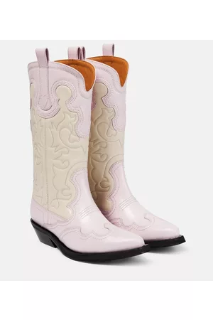 Ganni Kobieta Kowbojki - Embroidered leather cowboy boots