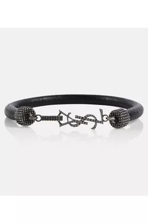 Saint Laurent Opyum embellished leather bracelet