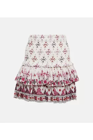 Marant Etoile Kobieta Spódnice z nadrukiem - Printed smocked cotton miniskirt