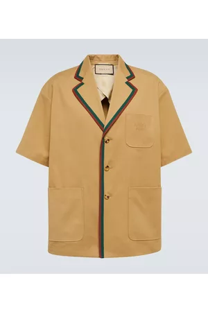 Gucci Koszule - Web Stripe cotton twill bowling shirt