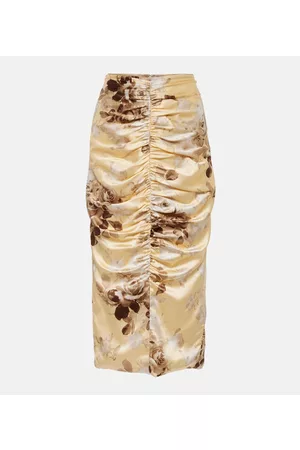Alessandra Rich Kobieta Spódnice z nadrukiem - Printed silk-blend satin midi skirt