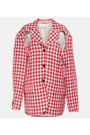 Acne Studios Kobieta W Kratkę - Checked cutout linen-blend blazer