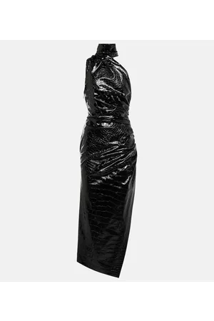 Alaïa Kobieta Sukienki asymetryczne - Asymmetric croc-effect midi dress