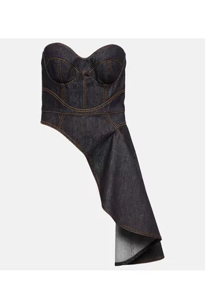 Alexander McQueen Kobieta Jeansowe - Asymmetrical denim bustier top