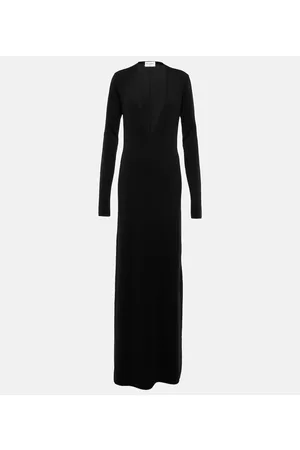 Saint Laurent Kobieta Luksusowe - V-neck wool gown