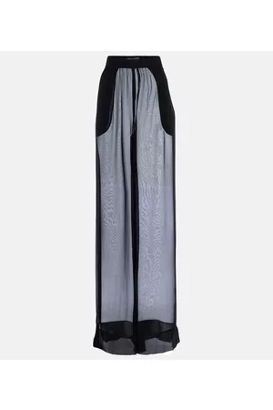 Saint Laurent Kobieta Szerokie - Sheer wide silk pants