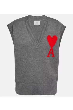 Ami Kobieta Tank topy - Ami de CÅur virgin wool sweater vest