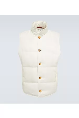 Brunello Cucinelli Kurtki Zimowe Grube - Linen, wool and silk padded vest