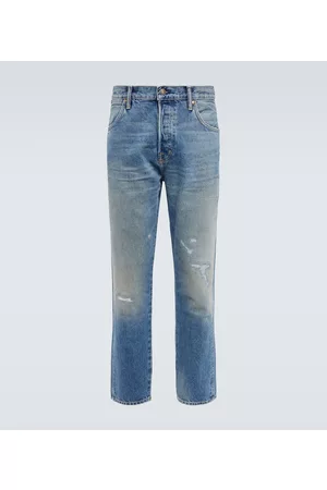Tom Ford Zwężane - Distressed mid-rise tapered jeans