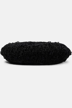 Ganni Embroidered crochet velvet beret