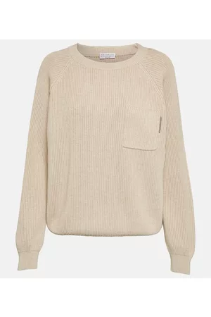 Brunello Cucinelli Kobieta Swetry Bawelniane - Ribbed-knit cotton sweater