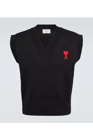 Ami Swetry Bawelniane - Logo cotton and wool sweater vest