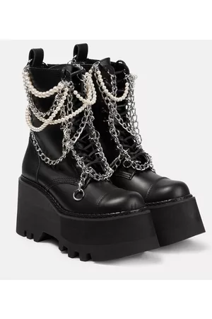 JUNYA WATANABE Kobieta Botki - Embellished platform leather boots