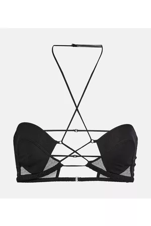 Nensi Dojaka Kobieta Sukienki bez ramiączek - Tulle-trimmed wool bustier