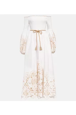 ZIMMERMANN Kobieta Sukienki Bawełniane - Embroidered off-shoulder cotton minidress