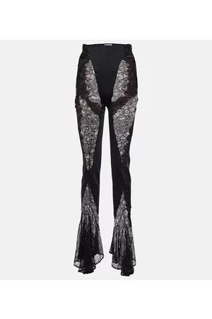 MUGLER Kobieta Szerokie Nogawki - High-rise flared lace pants