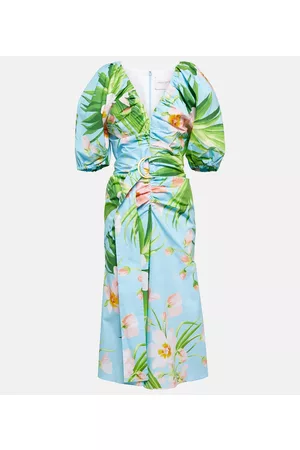 Carolina Herrera Kobieta Sukienki z nadrukiem - Puffed printed cotton-blend midi dress