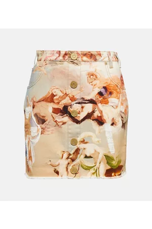 Balmain Kobieta Spódnice z nadrukiem - Sky printed denim miniskirt