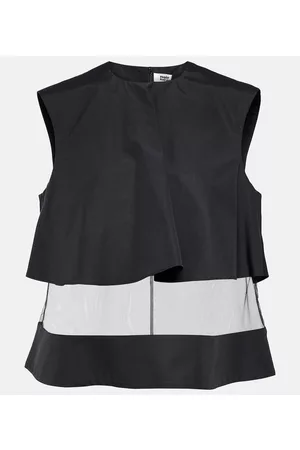 NOIR KEI NINOMIYA Kobieta Topy z Siateczki - Mesh-trimmed cotton top