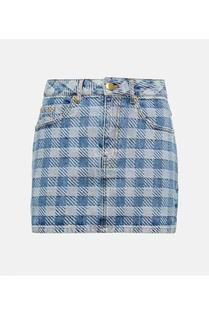 Ami Kobieta Spódnice jeansowe - Checked denim miniskirt