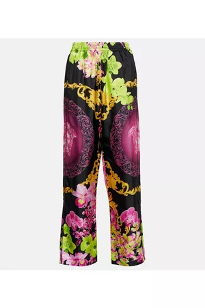 VERSACE Kobieta Jedwabiu - Printed silk high-rise pants