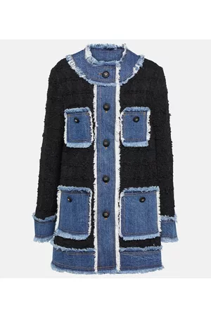 Dolce & Gabbana Kobieta Kurtki jeansowe - Denim-paneled bouclÃ© jacket