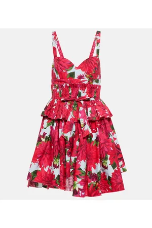 Oscar de la Renta Kobieta Sukienki Bawełniane - Floral cotton poplin minidress