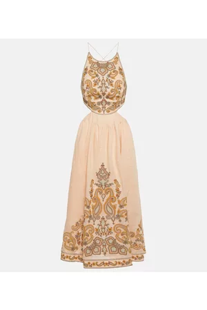 ZIMMERMANN Kobieta Sukienki Midi - Devi embroidered linen midi dress