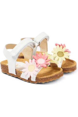Il gufo Baby floral appliquÃ© leather sandals