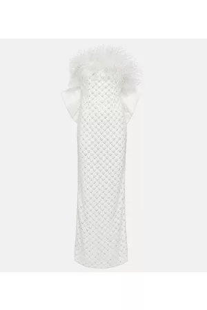 Rebecca Vallance Kobieta Sukienki koktajlowe i wieczorowe - Bridal Chantal feather-trimmed gown