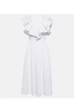 Chloé Kobieta Sukienki Midi - Ruffle-trimmed cotton midi dress
