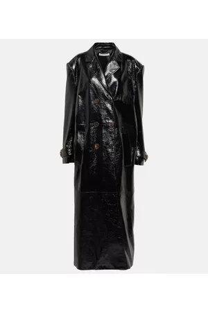 Alessandra Rich Kobieta Kurtki skórzane - Double-breasted leather coat