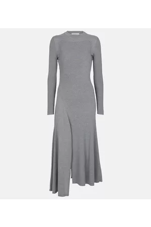 Alexander McQueen Kobieta Sukienki asymetryczne - Asymmetric wool and cashmere midi dress