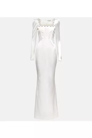 Alessandra Rich Kobieta Sukienki koktajlowe i wieczorowe - Square-neck silk-blend gown