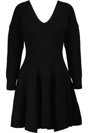 Alexander McQueen Kobieta Swetry i Pulowery - Ribbed-knit wool and cashmere minidress
