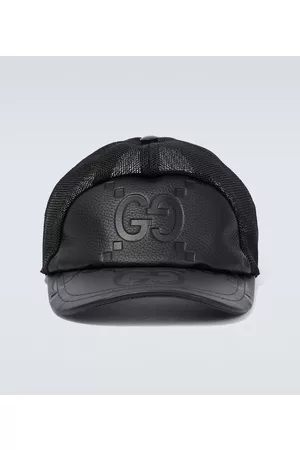 Gucci Kapelusze - Jumbo GG leather and mesh baseball cap