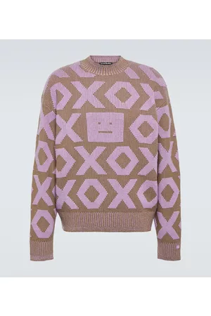 Acne Studios Swetry Bawelniane - Face wool and cotton sweater