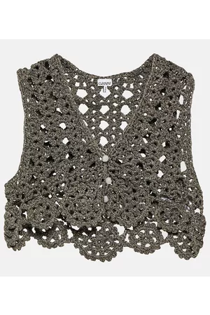 Ganni Kobieta Topy - Crochet cotton-blend top