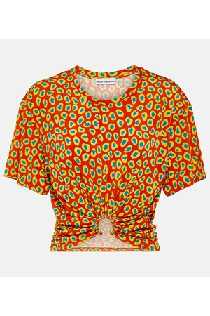 Paco rabanne Kobieta Skinny - Second Skin leopard-print top