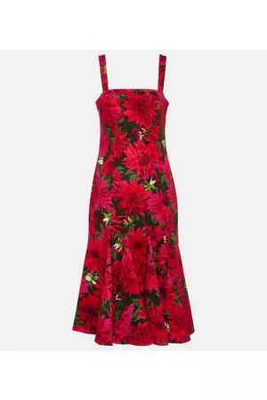 Oscar de la Renta Kobieta Sukienki Midi - Floral cotton-blend poplin midi dress