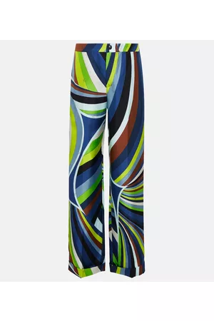 Puccini Kobieta Jedwabiu - Printed silk straight-leg pants