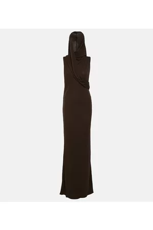 Saint Laurent Kobieta Sukienki koktajlowe i wieczorowe - Hooded cutout crÃªpe gown