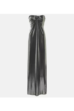 MAGDA BUTRYM Kobieta Sukienki koktajlowe i wieczorowe - Floral-appliquÃ© strapless metallic gown