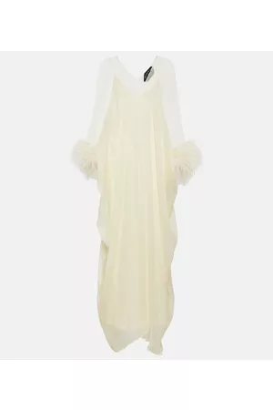 ‎Taller Marmo‎ Kobieta Sukienki koktajlowe i wieczorowe - Feather-trimmed silk gown