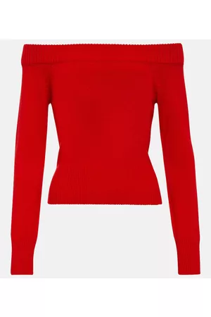 Alexander McQueen Kobieta Bez ramiączek - Off-shoulder wool and cashmere sweater
