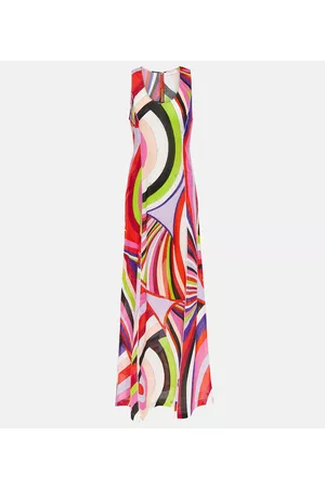 Puccini Kobieta Sukienki z nadrukiem - Printed cotton maxi dress
