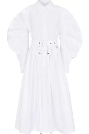 Alexander McQueen Kobieta Sukienki Midi - Belted cotton poplin midi dress