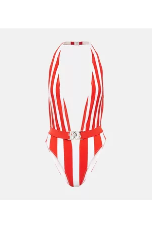 Dolce & Gabbana Kobieta Stroje kąpielowe jednoczęściowe - Portofino striped halterneck swimsuit