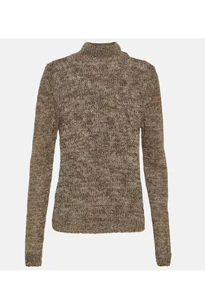 Totême Kobieta Bawełniane - Linen, cotton, and silk turtleneck sweater